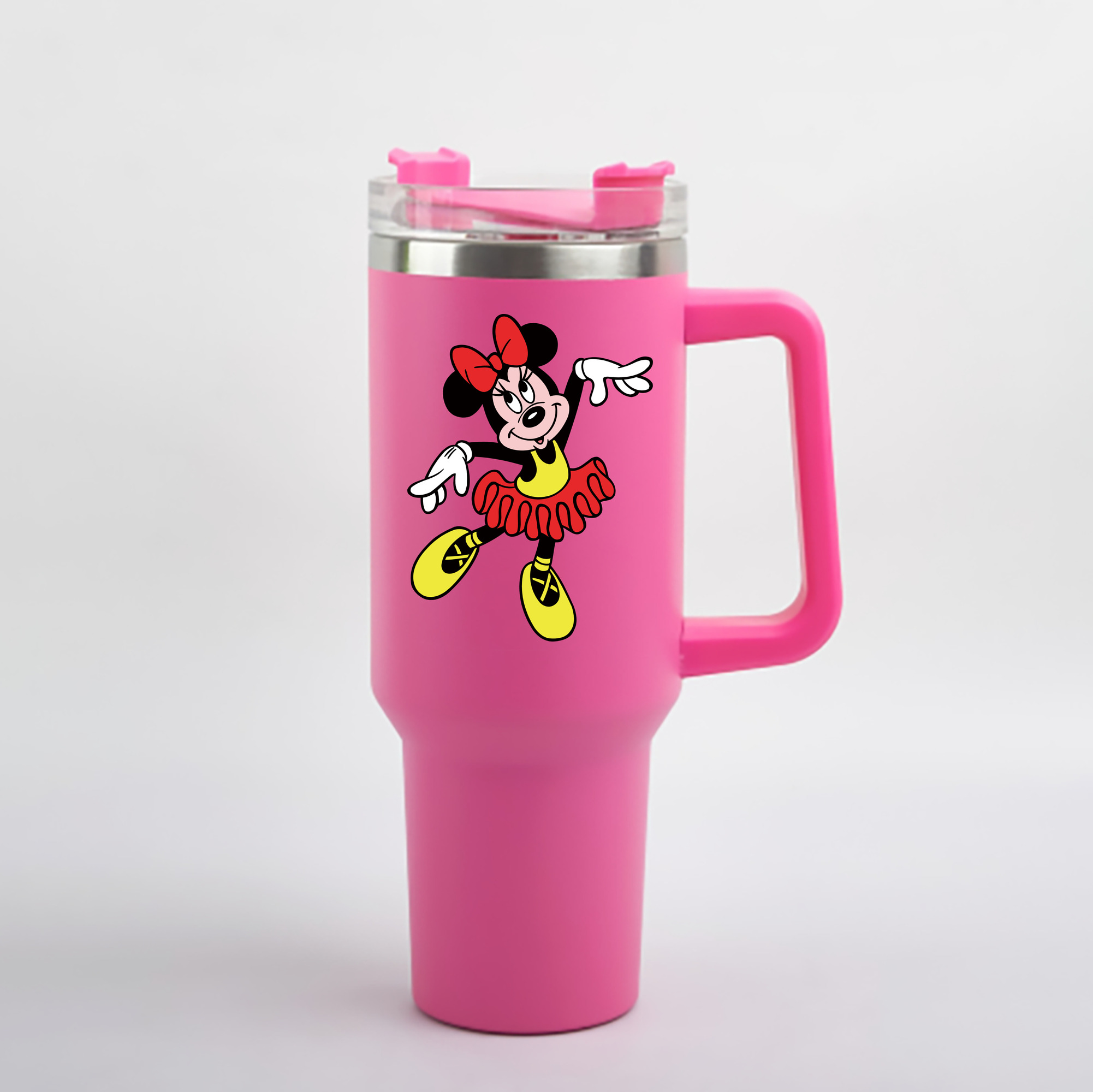 （画像用） ミッキーマウス Mickey Mouse 1200mL車用タンブラー - クリスタルステッカー（プラスチックストロー付き）